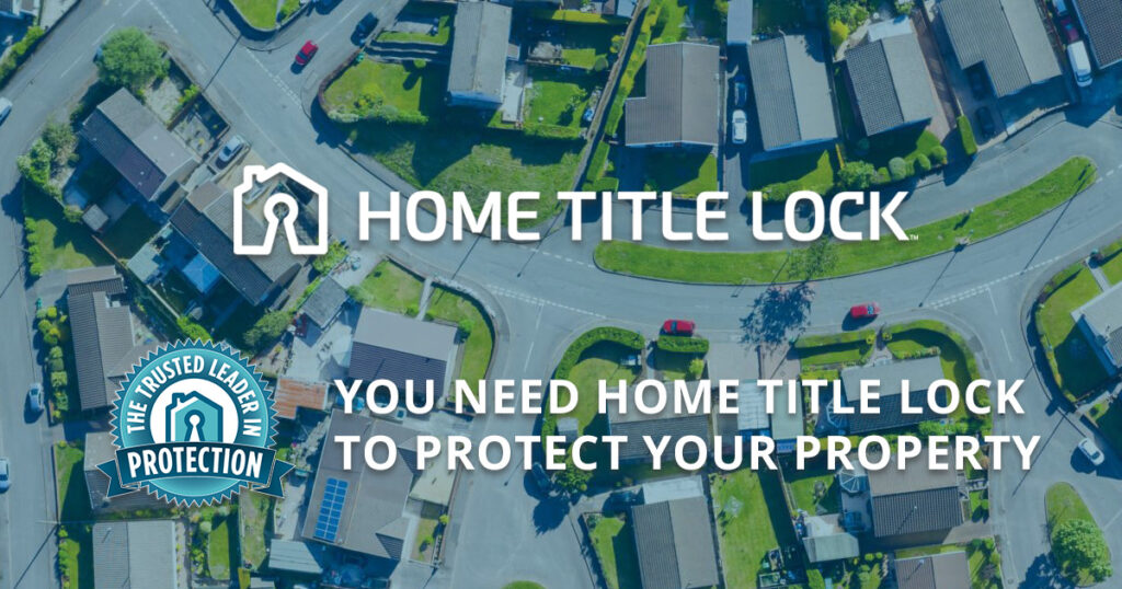 Home Title Lock Corporate Advertising overlayed over an aerial photo of a neighborhood
