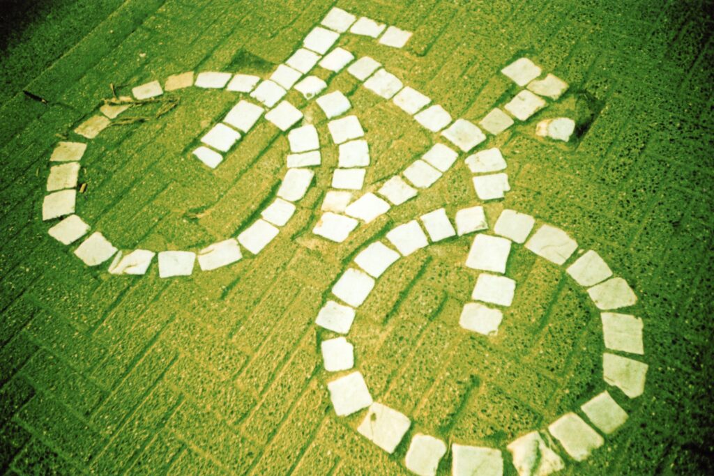 bike logo on green bricks