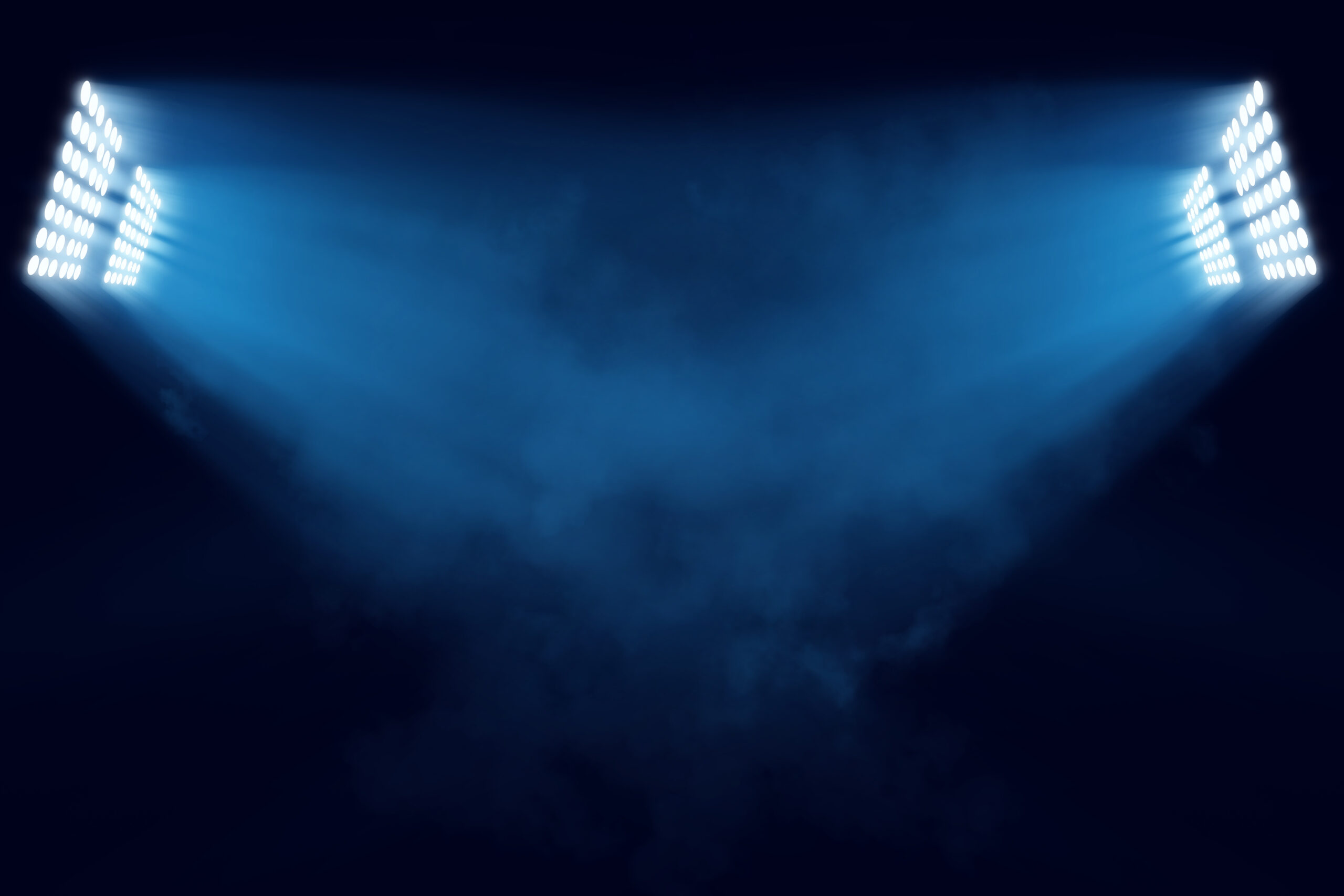 Stadium lights with smoke